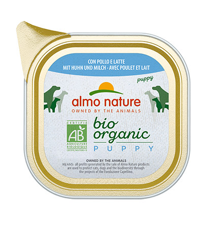 Almo Nature Puppy Bio Organic met Kip en Melk