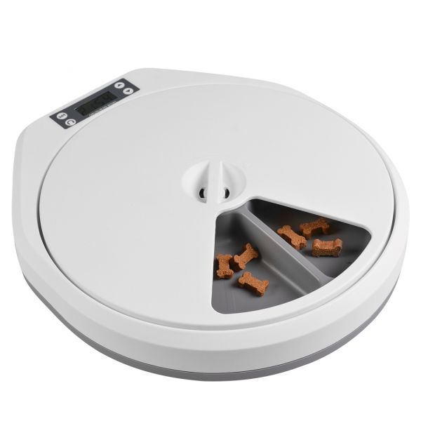 Automatische Eetkom met Timer - 5 maaltijden wit/grijs