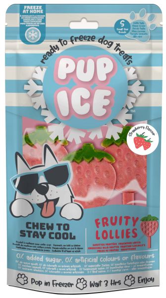 Pup Ice Hondenijsje Fruit Lollie Aardbei pak a 3 stuks