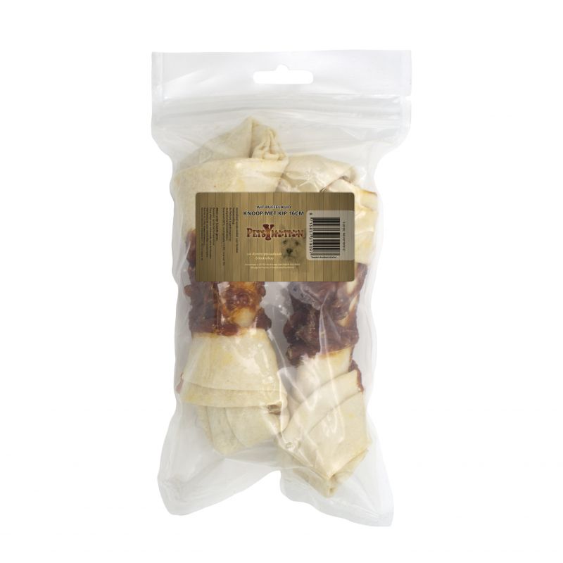 Wit Buffelhuid Knoop met Kip 16cm