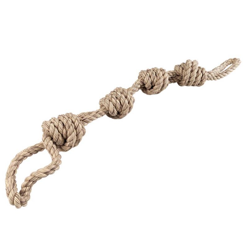 Flossy Dubbeltouw met 4 Knopen Bruin